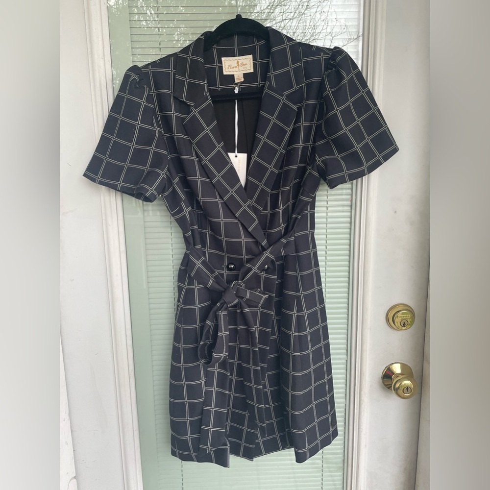 NWT Designer Flora Ben NYC Plaid Black Dress Size Small